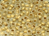 TOHO Round Beads 8/0 - 989FM Gold-Lined Frosted Matte Crystal (50g Vorteilspack)