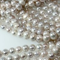 Süßwasserperlen Potato ca.7-8mm Mirage White A ca. 35cm Strang
