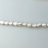 Süßwasserperlen Doubble Faced Oval ca.5-6 x 7-8mm Cream White AA Strang ca. 35cm