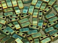 Miyuki Half-Tila Beads TLH2008 Matte Metallic Green Iris...