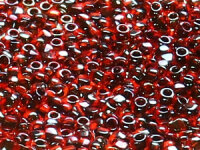 TOHO 3-Cut 12/0 - 400 Jet-Lined Rainbow Ruby (30g...